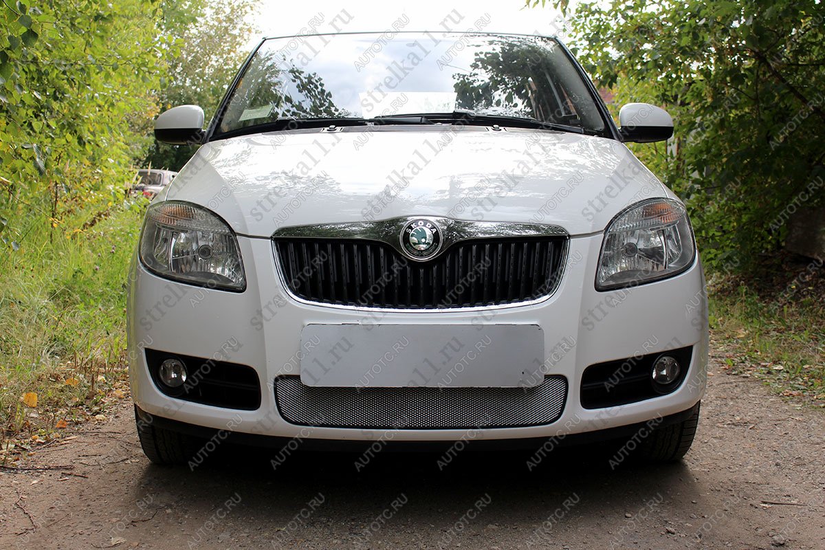 3 399 р. Защита радиатора Стрелка11 Стандарт  Skoda Fabia  Mk2 (2007-2010) универсал дорестайлинг, хэтчбэк дорестайлинг (хром)  с доставкой в г. Омск