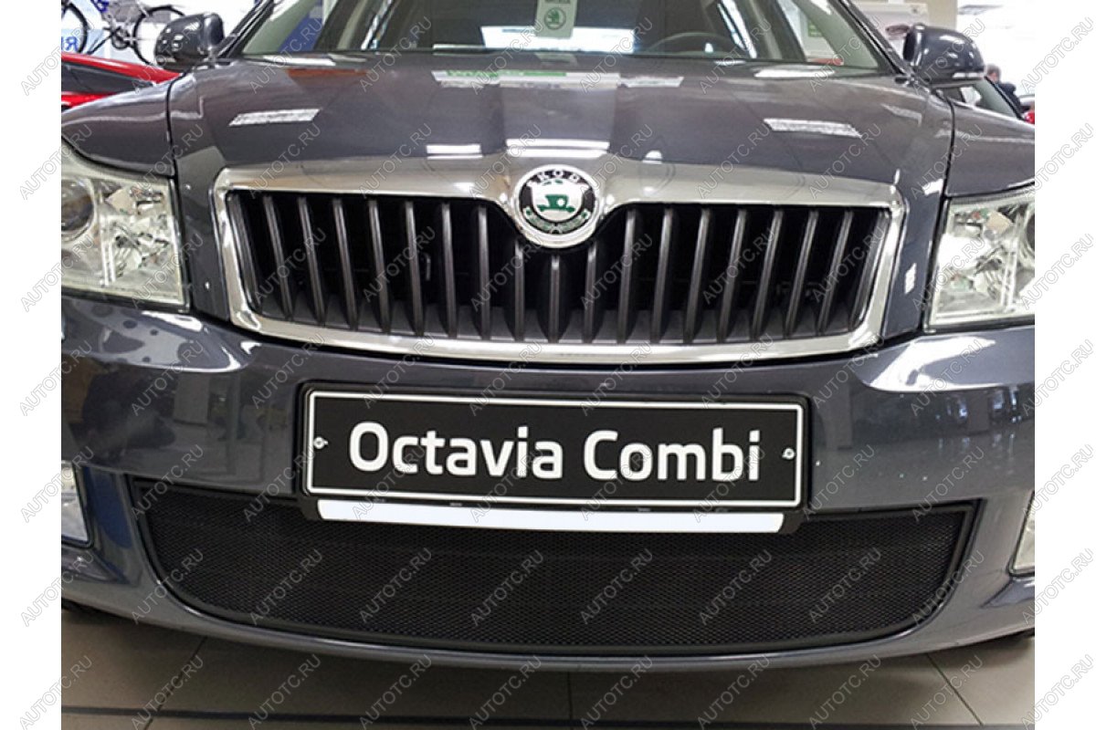 3 399 р. Защита радиатора Стрелка11 Стандарт  Skoda Octavia  A5 (2008-2013) лифтбэк рестайлинг, рестайлинг универсал (черная)  с доставкой в г. Омск