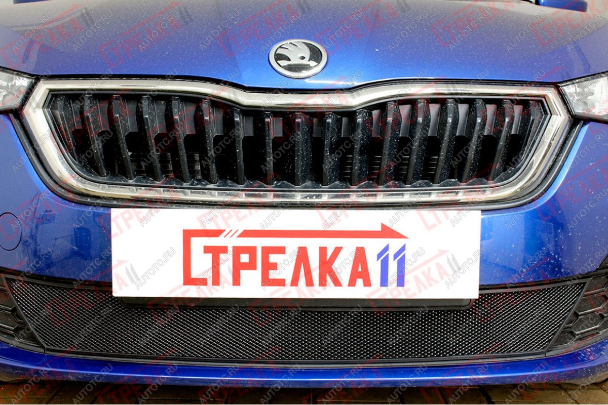 3 179 р. Защита радиатора (низ) Стрелка11 Стандарт  Skoda Rapid  MK2 (2019-2024) (черная)  с доставкой в г. Омск