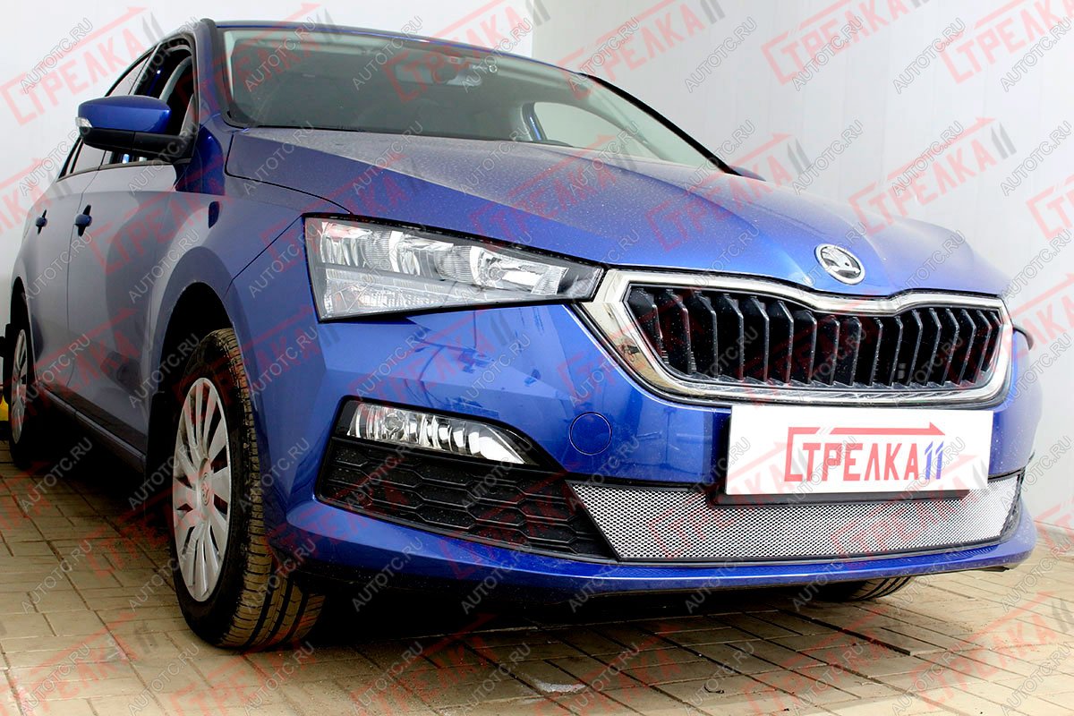 3 099 р. Защита радиатора (низ) Стрелка11 Стандарт  Skoda Rapid  MK2 (2019-2025) (хром)  с доставкой в г. Омск