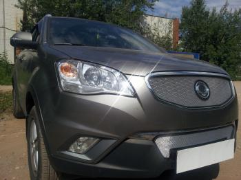 2 789 р. Защита радиатора (верх) Стрелка11 Стандарт  SSANGYONG Actyon (2010-2013) дорестайлинг (хром)  с доставкой в г. Омск. Увеличить фотографию 1