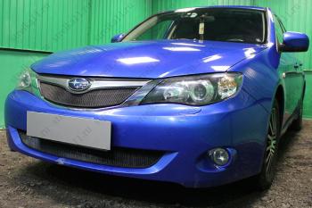 2 499 р. Защита радиатора (верх) (V1.5) Стрелка11 Стандарт Subaru Impreza GE седан (2007-2012) (черная)  с доставкой в г. Омск. Увеличить фотографию 1