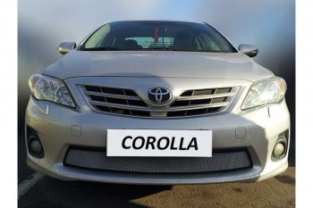 2 499 р.  Защита радиатора Стрелка11 Стандарт Toyota Corolla E150 седан рестайлинг (2009-2013) (черная)  с доставкой в г. Омск. Увеличить фотографию 2