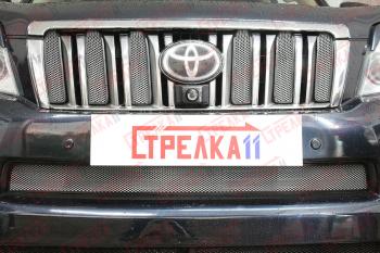 Защита радиатора (верх 6 частей) Стрелка11 Стандарт Toyota Land Cruiser Prado J150 дорестайлинг (2009-2013)  (хром)