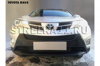 2 499 р. Защита радиатора (верх) Стрелка11 Стандарт  Toyota RAV4  XA40 (2012-2015) 5 дв. дорестайлинг (черная)  с доставкой в г. Омск. Увеличить фотографию 1