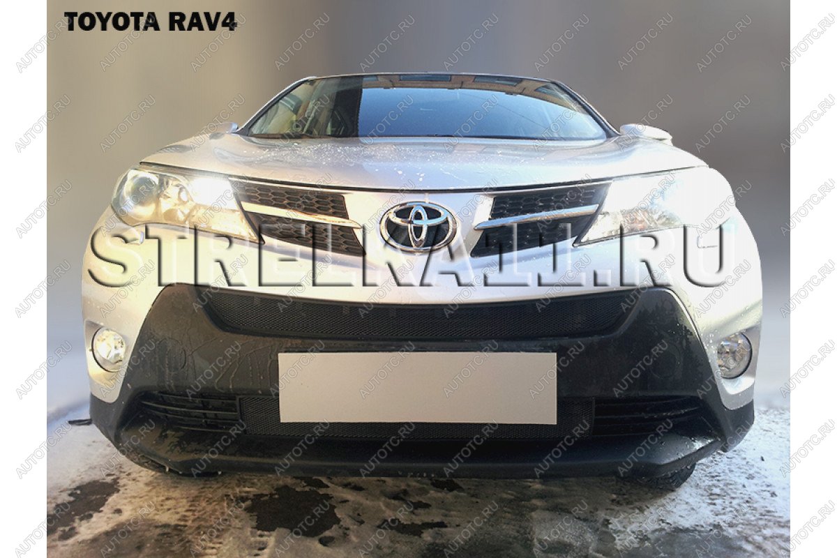 2 499 р. Защита радиатора (верх) Стрелка11 Стандарт Toyota RAV4 XA40 5 дв. дорестайлинг (2012-2015) (черная)  с доставкой в г. Омск