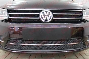 3 799 р. Защита радиатора (низ 2 части) Стрелка11 Стандарт Volkswagen Caddy 2K рестайлинг (2015-2020) (черная)  с доставкой в г. Омск. Увеличить фотографию 1