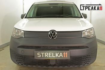 3 399 р. Защита радиатора (низ) Стрелка11 Стандарт  Volkswagen Caddy (2020-2025) (черная)  с доставкой в г. Омск. Увеличить фотографию 1