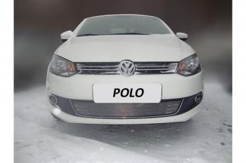 2 999 р. Защита радиатора Стрелка11 Стандарт  Volkswagen Polo  5 (2009-2015) седан дорестайлинг (хром)  с доставкой в г. Омск. Увеличить фотографию 2