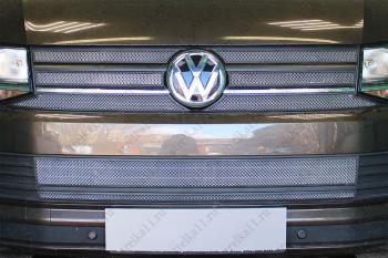 4 799 р. Защита радиатора (6 части верх) Стрелка11 Стандарт Volkswagen Caravelle T6 дорестайлинг (2015-2019) (черная)  с доставкой в г. Омск. Увеличить фотографию 1