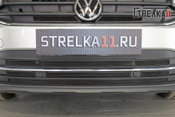 6 749 р. Защита радиатора (низ) Стрелка11 Стандарт  Volkswagen Tiguan  Mk2 (2020-2022) рестайлинг (черная)  с доставкой в г. Омск. Увеличить фотографию 1