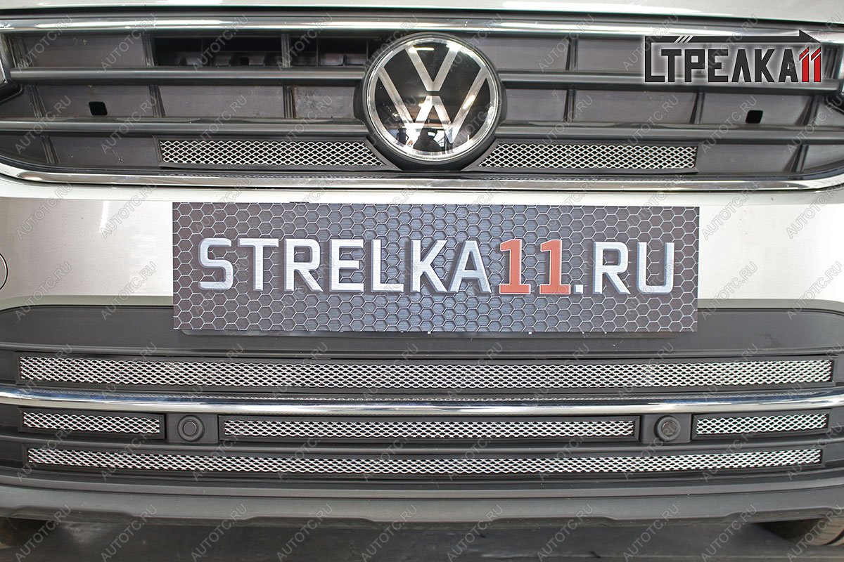 5 849 р. Защита радиатора (низ) Стрелка11 Стандарт  Volkswagen Tiguan  Mk2 (2020-2022) рестайлинг (хром)  с доставкой в г. Омск