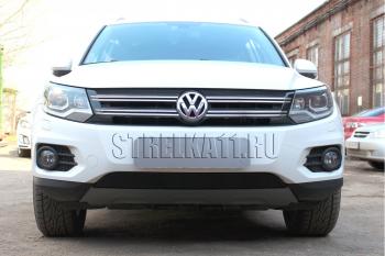 2 589 р. Защита радиатора (Track&Field) Стрелка11 Стандарт  Volkswagen Tiguan  NF (2011-2017) рестайлинг (черная)  с доставкой в г. Омск. Увеличить фотографию 1