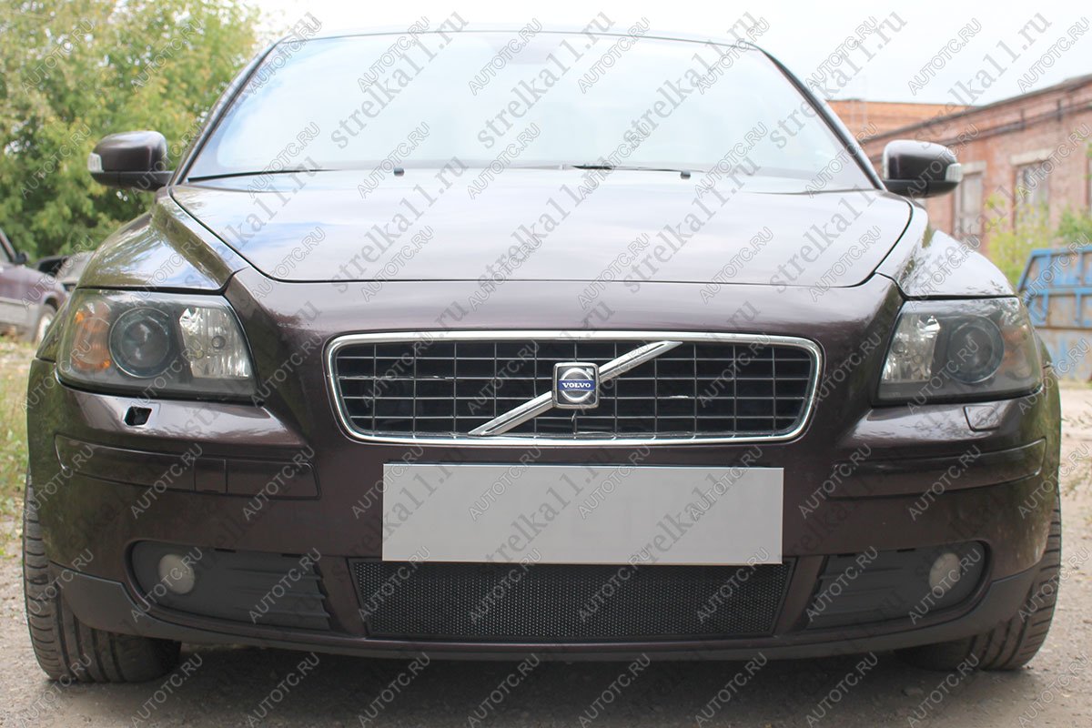 2 799 р. Защита радиатора (низ) Стрелка11 Стандарт  Volvo S40  MS седан (2004-2007) дорестайлинг (черная)  с доставкой в г. Омск