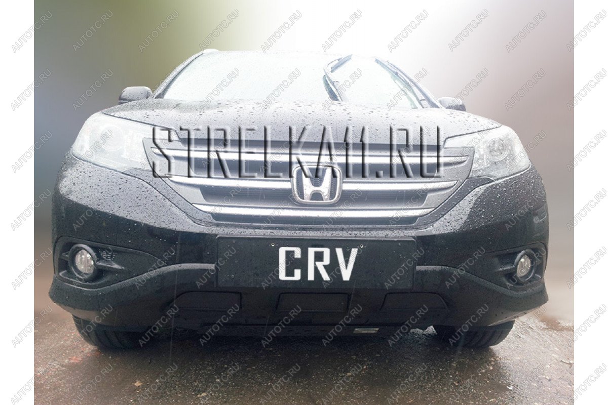 799 р. Зимняя заглушка решетки радиатора Стрелка11  Honda CR-V  RM1,RM3,RM4 (2012-2015) дорестайлинг (черная)  с доставкой в г. Омск