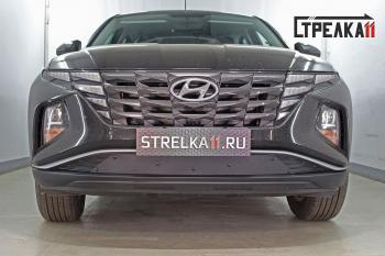 599 р. Зимняя заглушка решетки радиатора (низ) Стрелка11  Hyundai Tucson  NX4 (2020-2022) (черная)  с доставкой в г. Омск. Увеличить фотографию 1