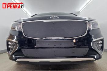 1 199 р. Зимняя заглушка решетки радиатора (верх) Стрелка11  KIA Carnival  YP (2018-2020) минивэн рестайлинг (черная)  с доставкой в г. Омск. Увеличить фотографию 2