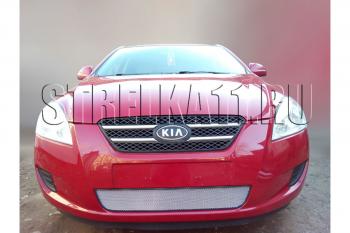 799 р. Зимняя заглушка решетки радиатора Стрелка11 KIA Ceed 1 ED дорестайлинг, хэтчбэк 5 дв. (2006-2010) (черная)  с доставкой в г. Омск. Увеличить фотографию 2