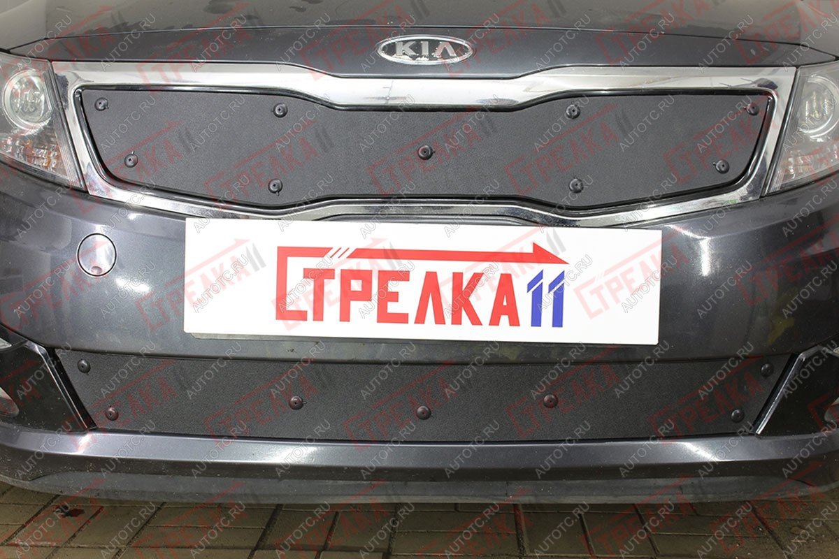 799 р. Зимняя заглушка решетки радиатора (верх) Стрелка11  KIA Optima  3 TF (2010-2013) дорестайлинг седан (черная)  с доставкой в г. Омск