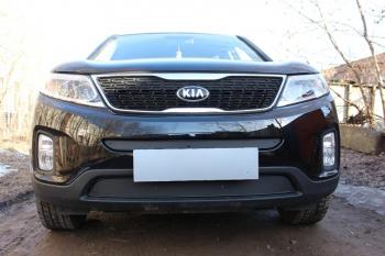  Зимняя заглушка решетки радиатора (низ) Стрелка11  KIA Sorento XM рестайлинг (2012-2015)  (черная)