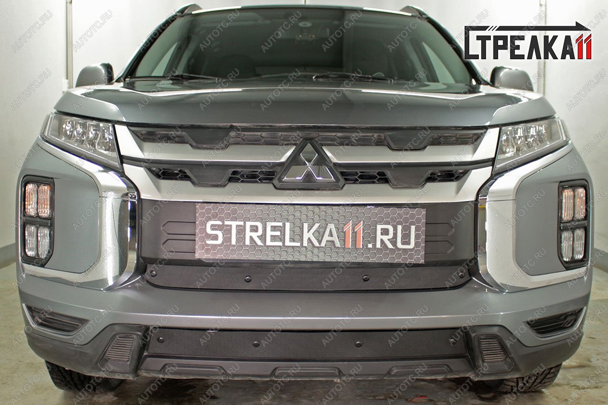 599 р. Зимняя заглушка решетки радиатора (низ) Стрелка11  Mitsubishi ASX (2019-2024) 3-ий рестайлинг (черная)  с доставкой в г. Омск