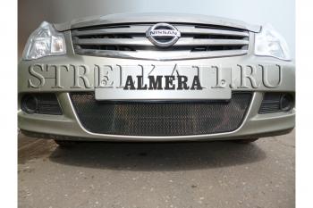 599 р. Зимняя заглушка решетки радиатора Стрелка11 Nissan Almera седан G15 (2012-2019) (черная)  с доставкой в г. Омск. Увеличить фотографию 1