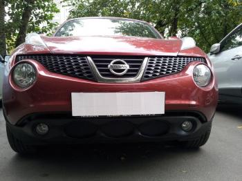 969 р. Зимняя заглушка решетки радиатора Стрелка11  Nissan Juke  1 YF15 (2010-2014) дорестайлинг (черная)  с доставкой в г. Омск. Увеличить фотографию 2