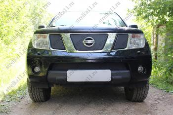 599 р. Зимняя заглушка решетки радиатора (верх) Стрелка11  Nissan Navara  2 D40 - Pathfinder  R51 (черная)  с доставкой в г. Омск. Увеличить фотографию 1