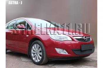 799 р. Зимняя заглушка решетки радиатора Стрелка11 Opel Astra J хэтчбек 5 дв.  рестайлинг (2012-2017) (черная)  с доставкой в г. Омск. Увеличить фотографию 2