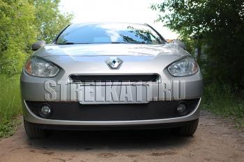 599 р. Зимняя заглушка решетки радиатора (верх) Стрелка11  Renault Fluence (2010-2012) дорестайлинг (черная)  с доставкой в г. Омск. Увеличить фотографию 1