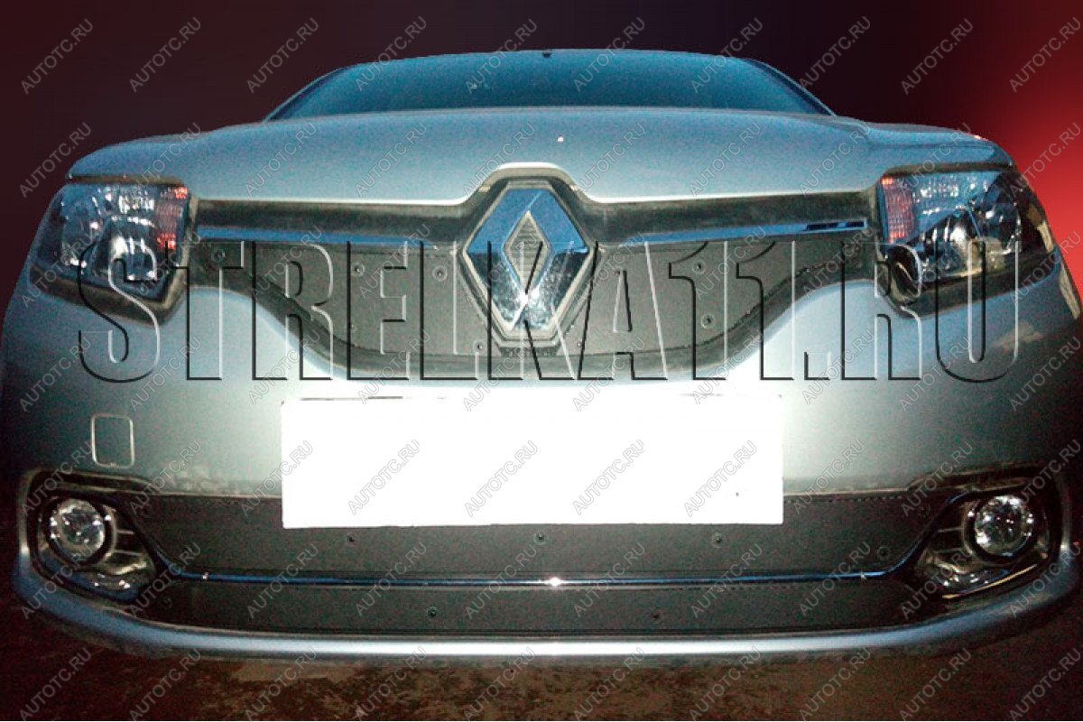 799 р. Зимняя заглушка решетки радиатора (Privilege, Luxe Privilege) (низ) Стрелка11 Renault Logan 2 дорестайлинг (2014-2018) (черная)  с доставкой в г. Омск