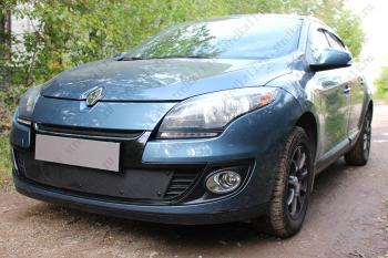 599 р. Зимняя заглушка решетки радиатора (низ) Стрелка11  Renault Megane  купе 3 дв. (2012-2014) 1-ый рестайлинг (черная)  с доставкой в г. Омск. Увеличить фотографию 2