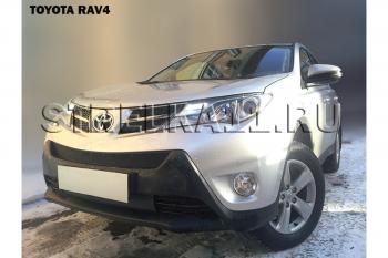 599 р. Зимняя заглушка решетки радиатора (верх) Стрелка11  Toyota RAV4  XA40 (2012-2015) 5 дв. дорестайлинг (черная)  с доставкой в г. Омск. Увеличить фотографию 2