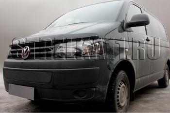 599 р. Зимняя заглушка решетки радиатора Стрелка11 Volkswagen Transporter T5 рестайлинг (2009-2015) (черная)  с доставкой в г. Омск. Увеличить фотографию 1