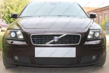 599 р. Зимняя заглушка решетки радиатора Стрелка11  Volvo S40  MS седан (2004-2007) дорестайлинг (черная)  с доставкой в г. Омск. Увеличить фотографию 1