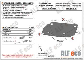 Защита КПП (V-all) ALFECO Land Rover (Ленд) Range Rover Sport (ранж)  1 L320 (2005-2013) 1 L320 дорестайлинг, рестайлинг