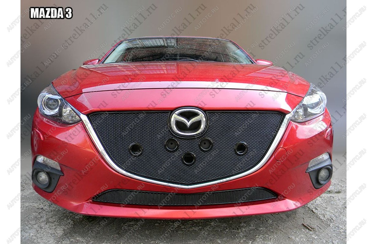 599 р. Зимняя заглушка решетки радиатора (низ) премиум Стрелка11  Mazda 3/Axela  BM (2013-2016) дорестайлинг седан, дорестайлинг, хэтчбэк (черная)  с доставкой в г. Омск