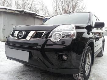 3 999 р. Защита радиатора (середина) Стрелка11 PREMIUM  Nissan X-trail  2 T31 (2010-2015) рестайлинг (черная)  с доставкой в г. Омск. Увеличить фотографию 1