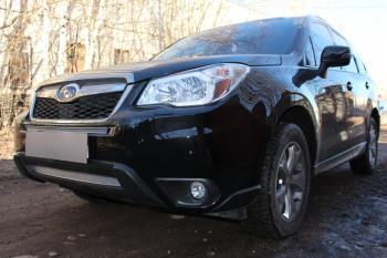 3 699 р. Защита радиатора (низ) Стрелка11 PREMIUM  Subaru Forester  SJ (2012-2016) дорестайлинг (хром)  с доставкой в г. Омск. Увеличить фотографию 2