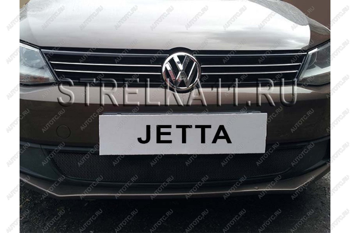 4 649 р. Защита радиатора Стрелка11 PREMIUM Volkswagen Jetta A6 седан дорестайлинг (2011-2015) (черная)  с доставкой в г. Омск