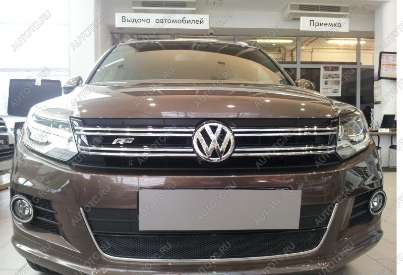 9 849 р. Защита радиатора (низ с парктроником) Стрелка11 Премиум Volkswagen Tiguan Mk2 дорестайлинг (2016-2020) (хром)  с доставкой в г. Омск