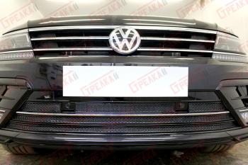 9 849 р. Защита радиатора (низ с парктроником) Стрелка11 Премиум Volkswagen Tiguan Mk2 дорестайлинг (2016-2020) (хром)  с доставкой в г. Омск. Увеличить фотографию 2