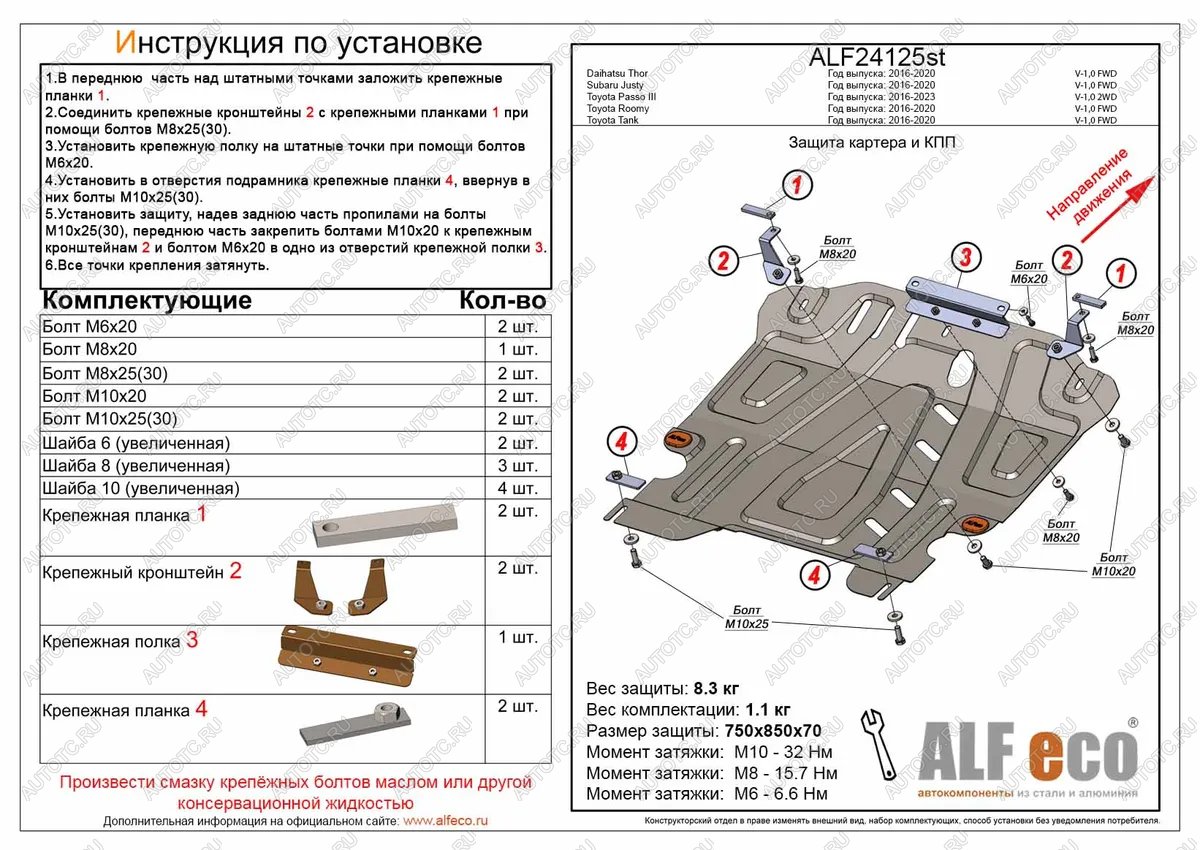 4 299 р. Защита картера и КПП (V-1,5 FWD) ALFECO  Toyota Tank (2016-2025) (сталь 2 мм)  с доставкой в г. Омск