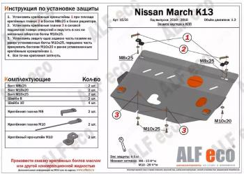 Защита картера и КПП (кроме Hybrid) (V-all FWD) ALFECO Nissan (Нисан) Note (Нот)  2 (2012-2020) 2 E12 дорестайлинг, E12 рестайлинг