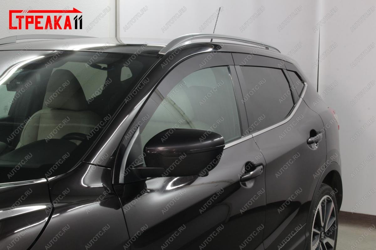 4 899 р. Дефлекторы окон 2D (прямой) Стрелка11  Nissan Qashqai  2 (2013-2019) J11 дорестайлинг (черные)  с доставкой в г. Омск