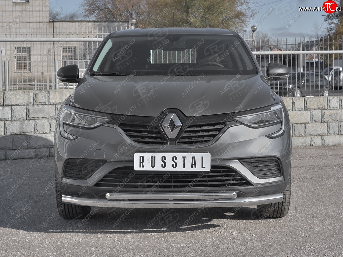 20 999 р. Защита переднего бампера (2 трубы Ø63 и 42 мм, нержавейка) SLITKOFF  Renault Arkana (2019-2025)  с доставкой в г. Омск