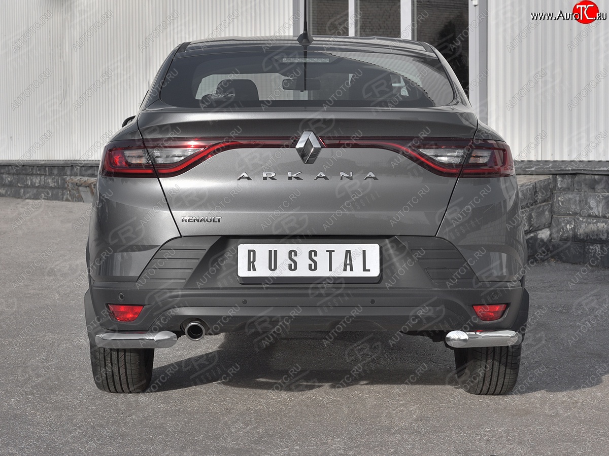 7 899 р. Защита заднего бампера (Ø63 мм уголки, нержавейка) Russtal  Renault Arkana (2019-2024)  с доставкой в г. Омск