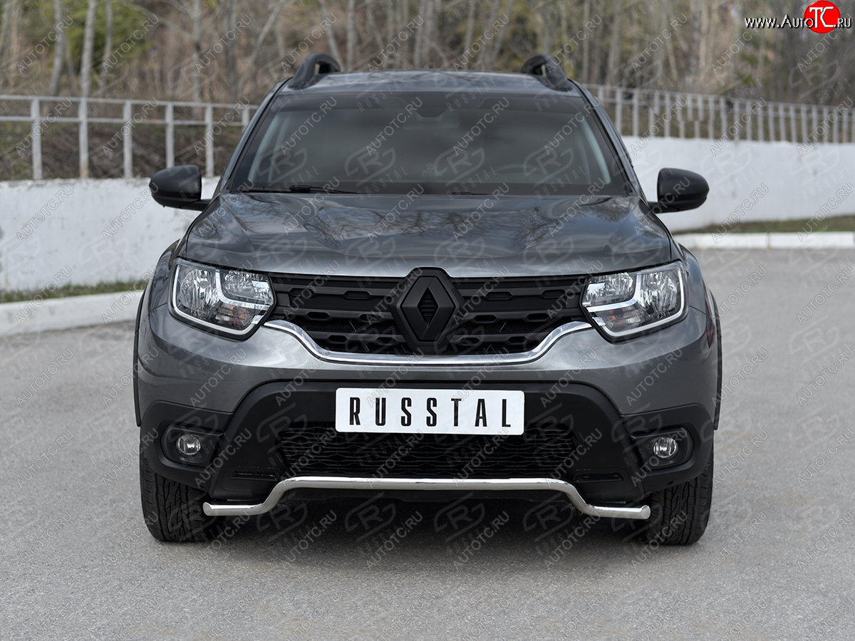 14 999 р. Защита переднего бампера (Ø42 мм волна, нержавейка) SLITKOFF  Renault Duster  HM (2021-2024) рестайлинг  с доставкой в г. Омск