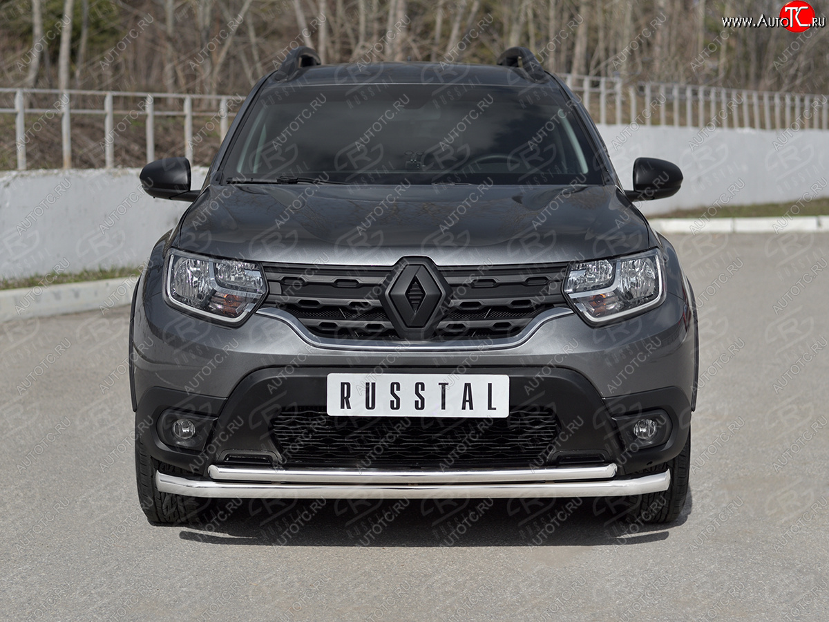 15 249 р. Защита переднего бампера (2 трубы Ø63 и 42 мм, нержавейка) SLITKOFF  Renault Duster  HM (2021-2024) рестайлинг  с доставкой в г. Омск