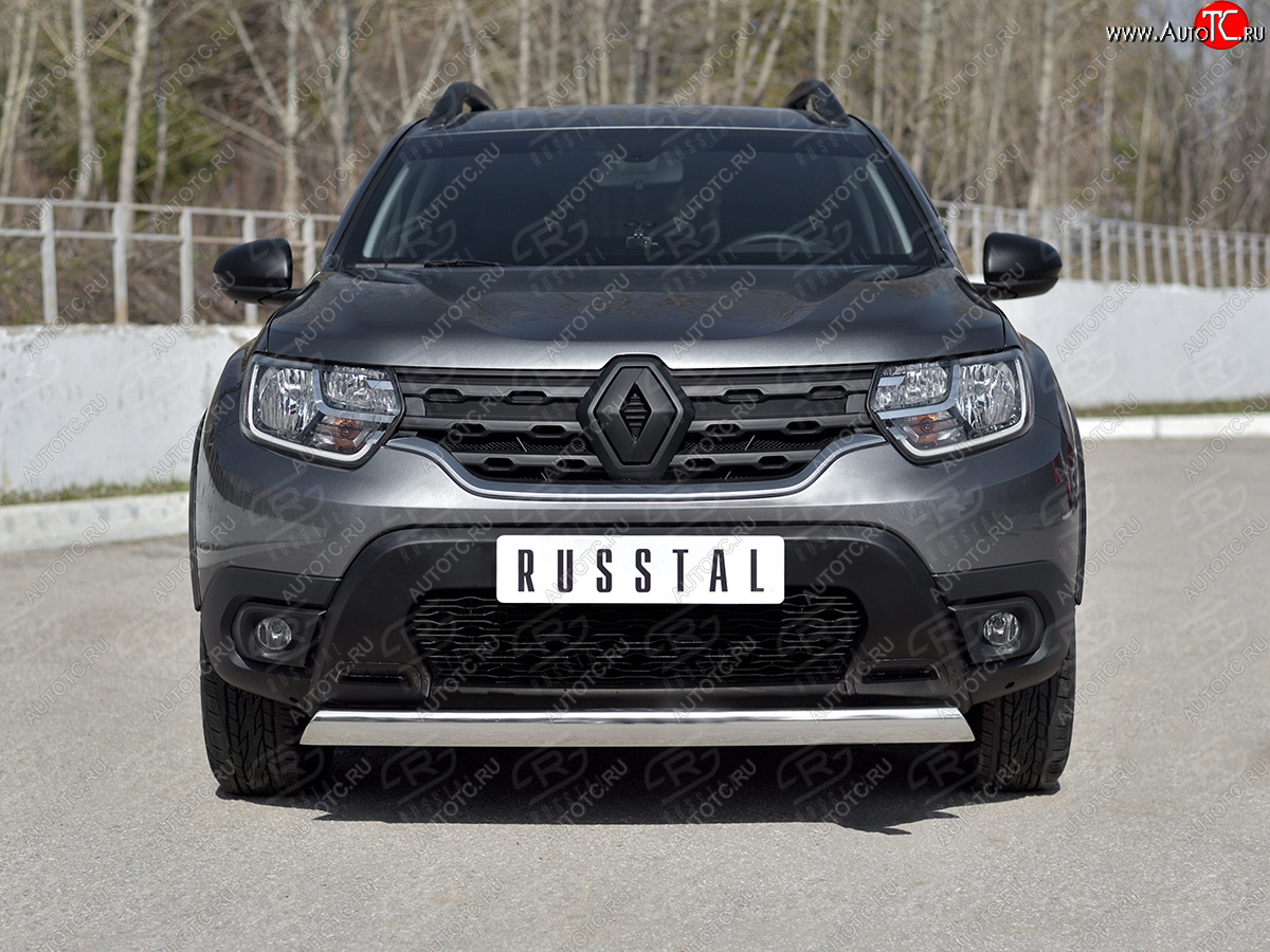 14 599 р. Защита переднего бампера (Ø75х42 мм, нержавейка) Russtal Renault Duster HM рестайлинг (2021-2024)  с доставкой в г. Омск